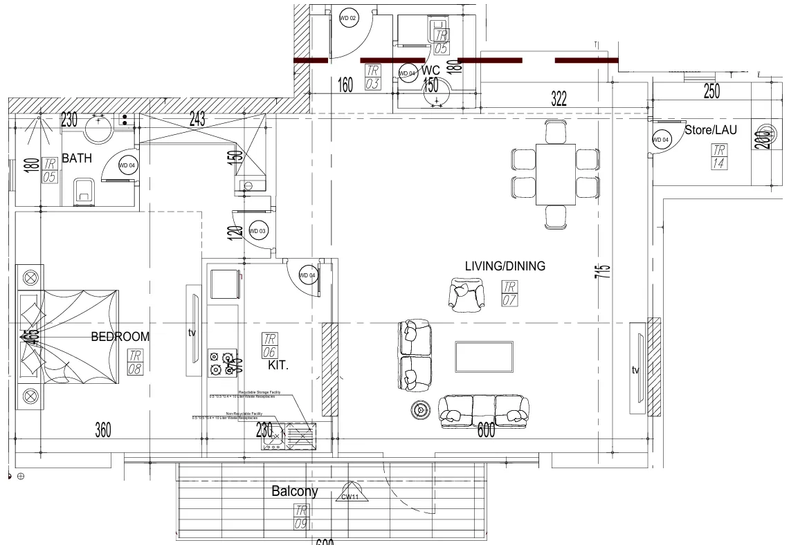 Paradise View II 1 bed floor plan, 1,192 – 1,195 sqft