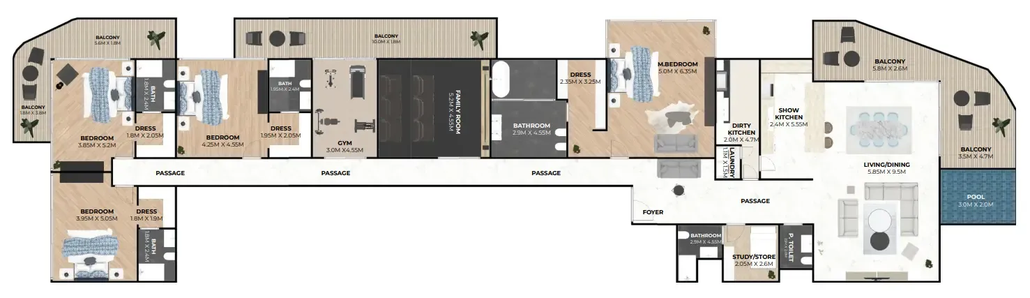 Hatimi Residences 4 bed floor plan, 4,591 sqft