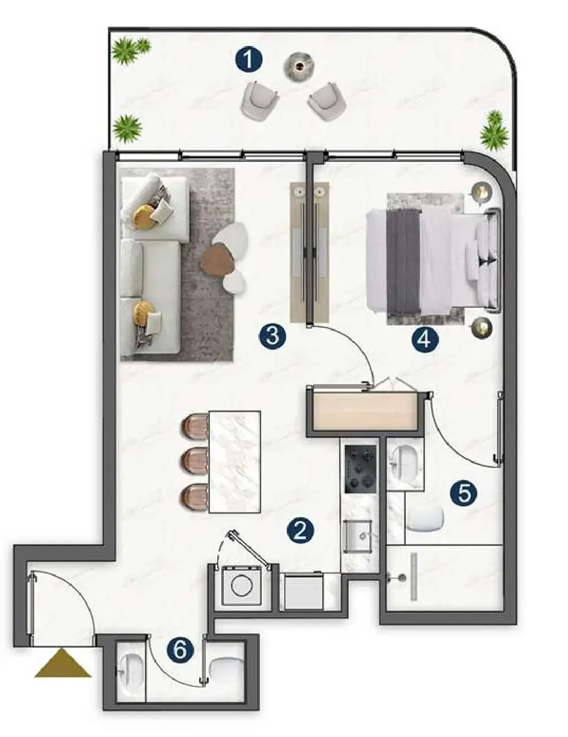 Voxa Pantheon 1 bed floor plan, 672 sqft