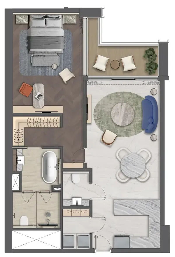 Mas Barsha Residency 1 bed floor plan, 1,080 sqft