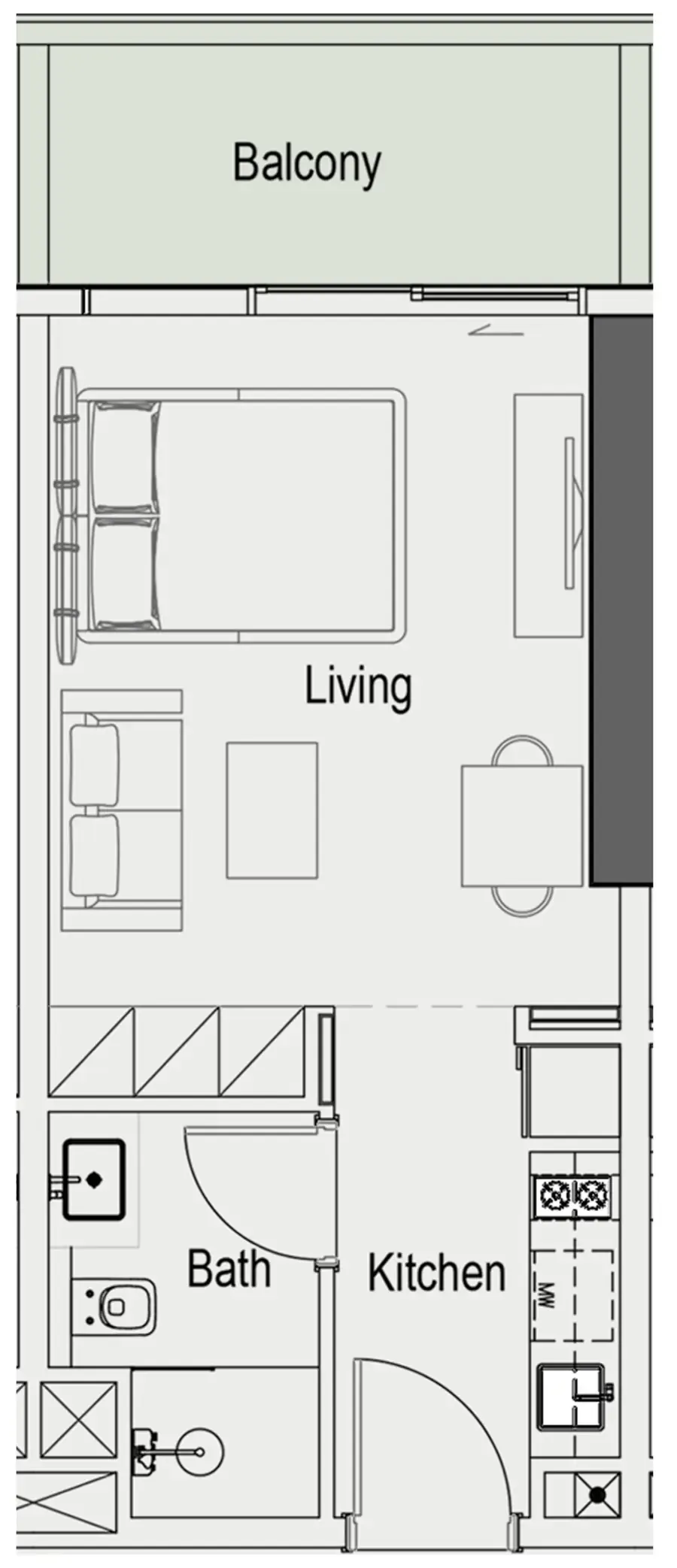Sierra by Iman Studio floor plan, 421 sqft
