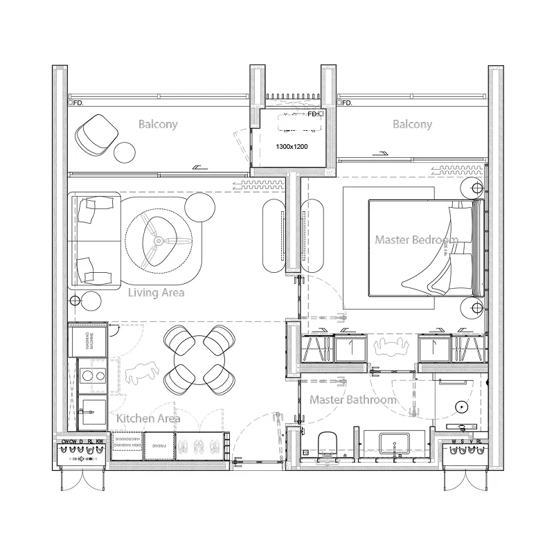 Gardens of Eden - Lake Residences 1 bed floor plan, 666 sqft