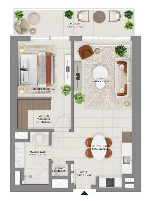 Vida Residences Hillside 1 bed floor plan, 831 sqft