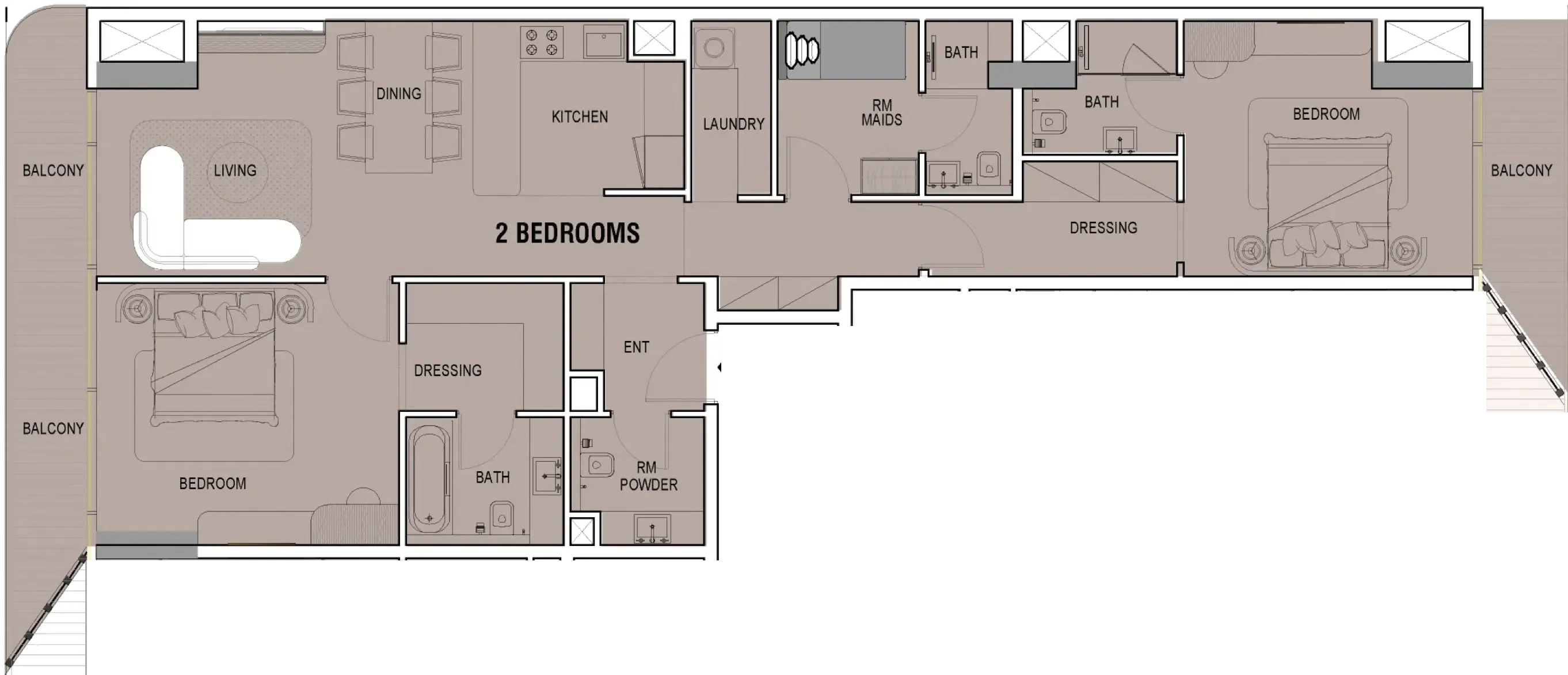Tresora by Wadan 2 bed floor plan, 1,404 sqft