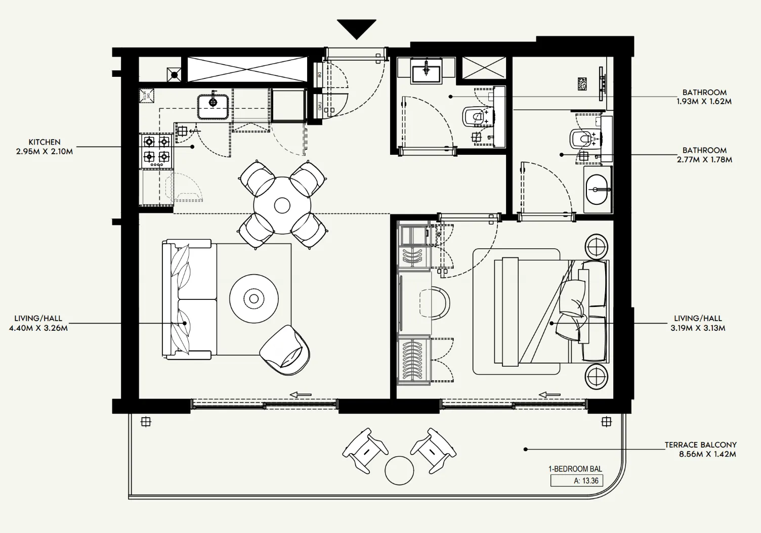Azizi Jewel 1 bed floor plan, 695 sqft