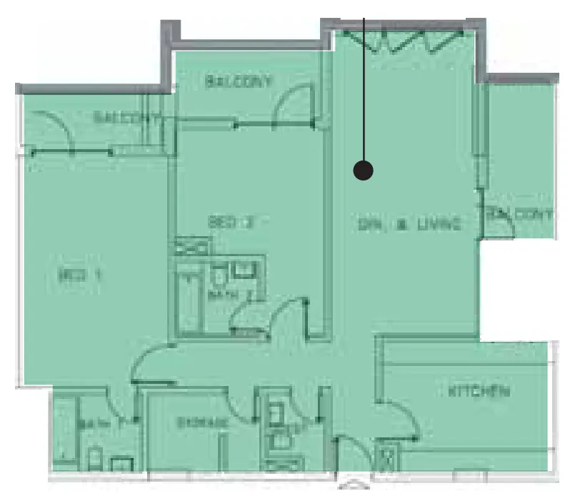 Janayen Avenue 2 bed floor plan, 1,536 sqft