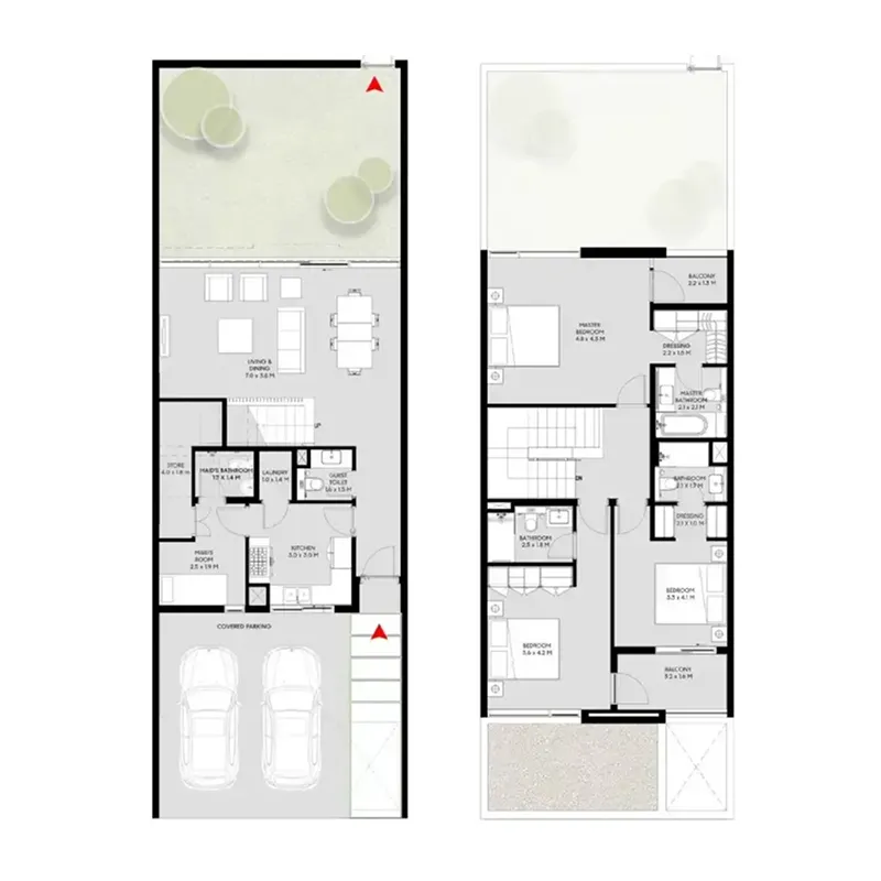 Masaar 3 Phases 1 and 2 3 bed floor plan, 2,291 sqft