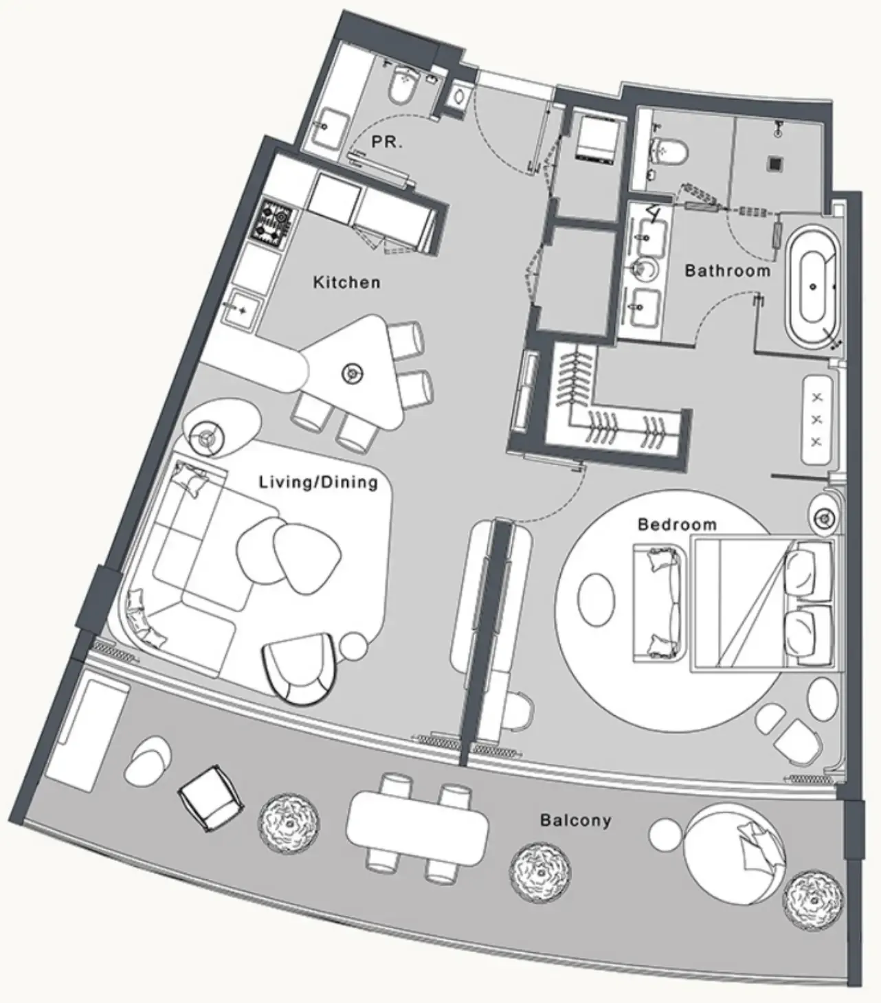 JW Marriott Residences and Resort 1 bed floor plan, 1,118 sqft