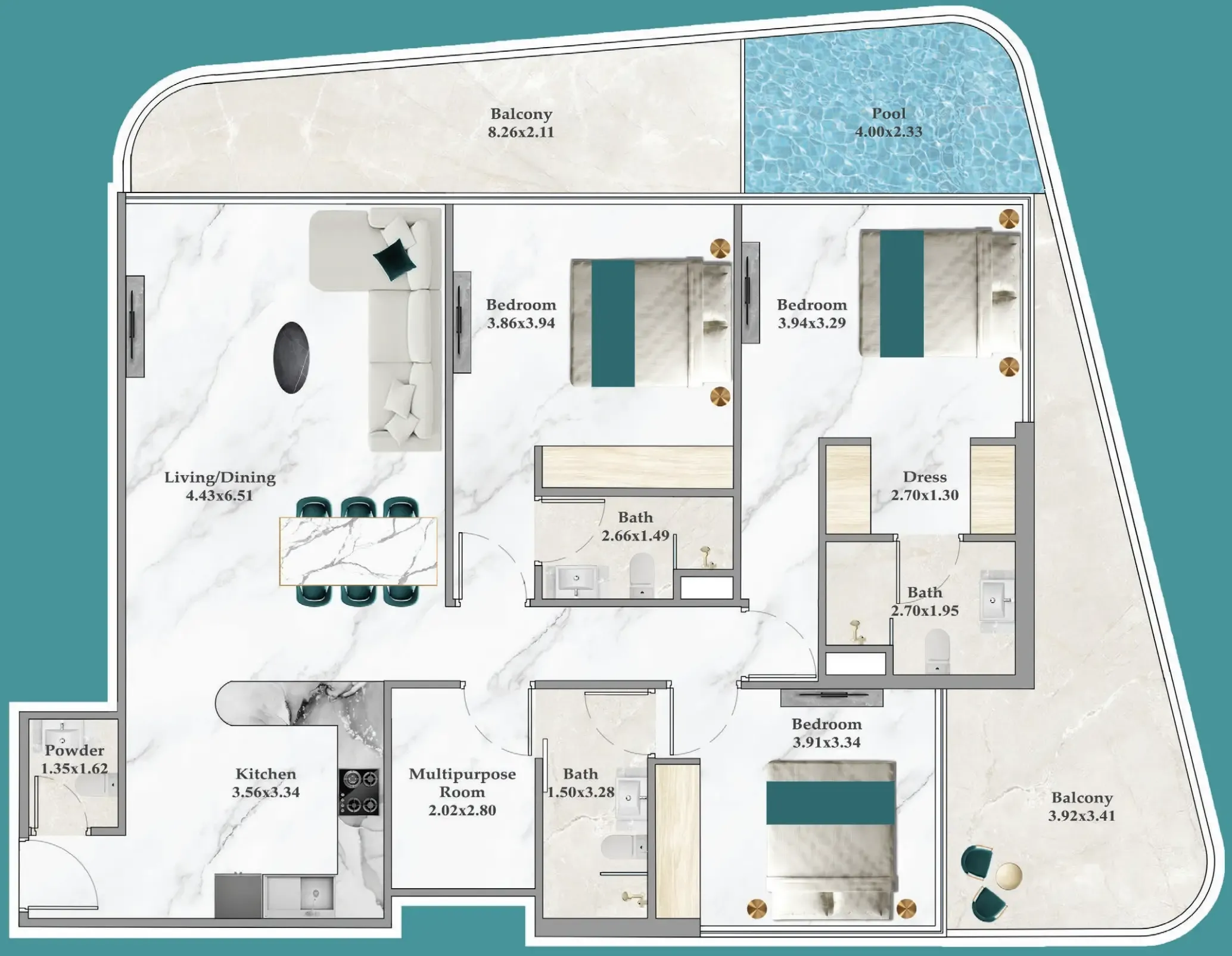 Breez 3 bed floor plan, 1,769 sqft