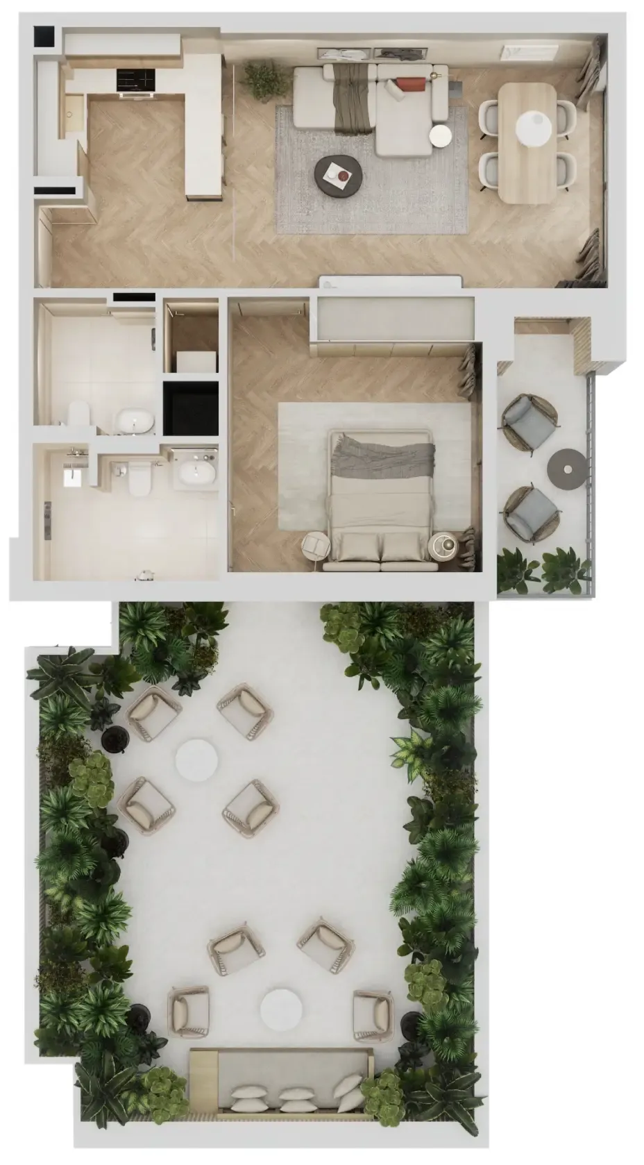 Arisha Terraces 1 bed floor plan, 1,285 sqft