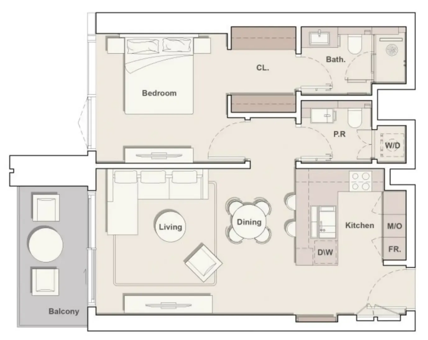 Eltiera Views 1 bed floor plan, 796 sqft