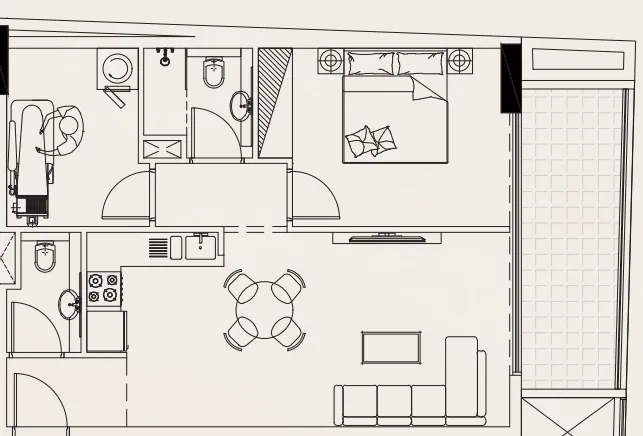 Casa Vista Residence 1 bed floor plan, 800 sqft