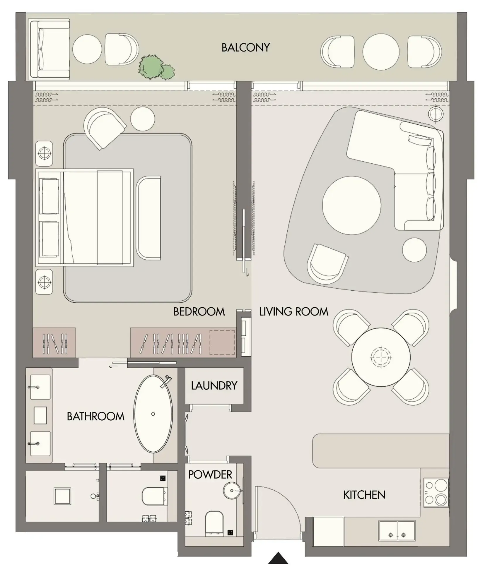 W Hotels and Residences Al Marjan 1 bed floor plan, 1,086 sqft