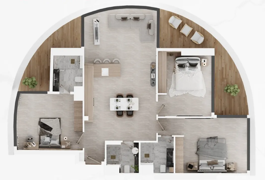 Electra Acube 3 bed floor plan, 1,698 sqft