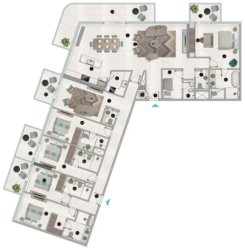 Octa Isle Interiors by Missoni 5 bed floor plan, 3,553 sqft