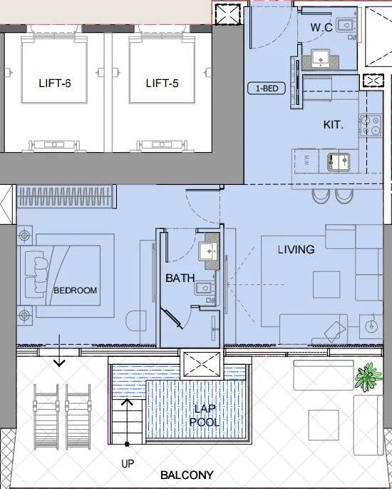 One by Binghatti 1 bed floor plan, 1,031 sqft
