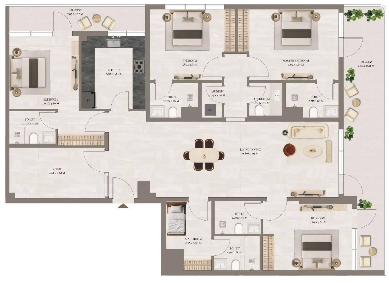 Rivo 4 bed floor plan, 2,569 sqft