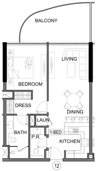 Damac Lagoons Views Phase 3 1 bed floor plan, 738 sqft