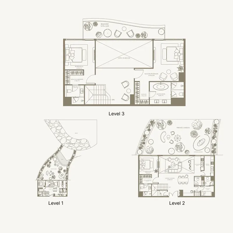 AYA Beachfront Residences 3 bed floor plan, 5,120 sqft