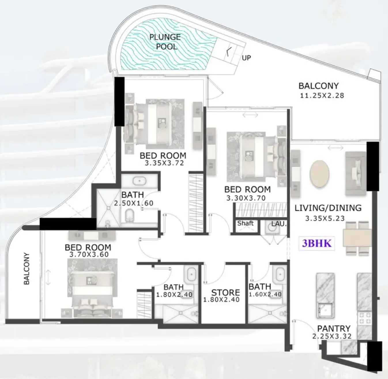 48 Parkside 3 bed floor plan, 1,551 sqft