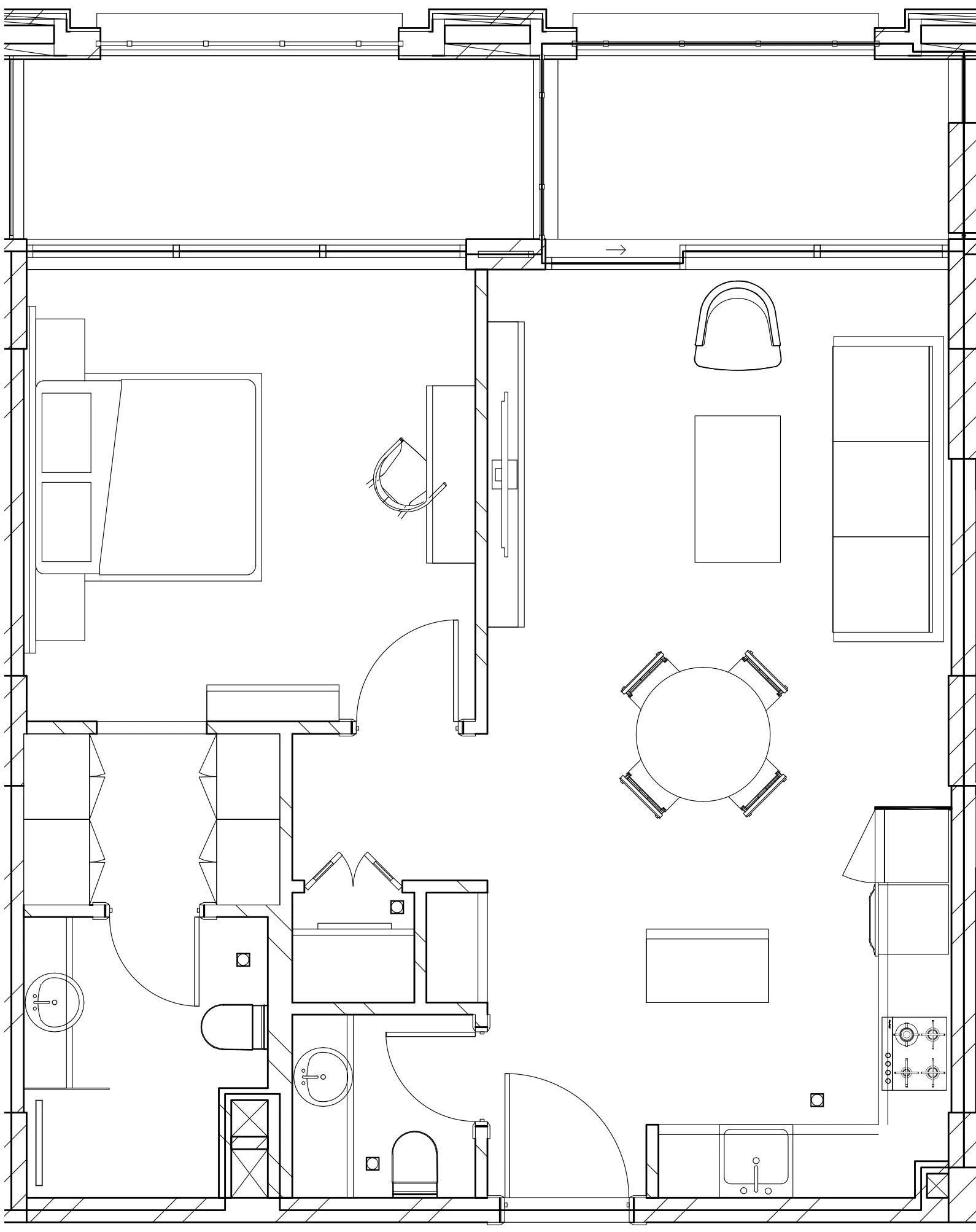 Berkeley Square 1 bed floor plan, 716 sqft