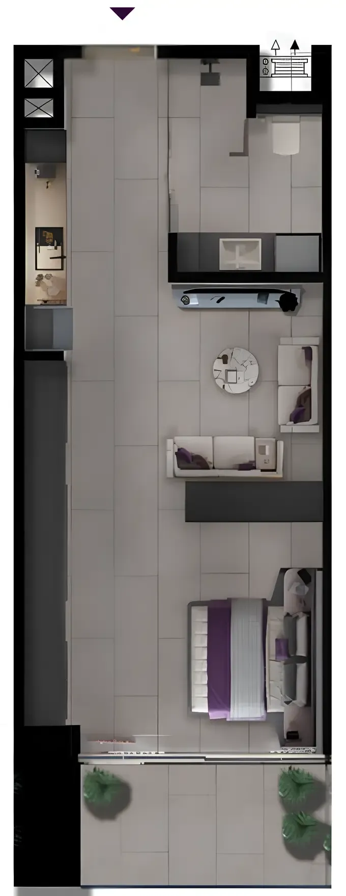 MBL Signature Studio floor plan, 636 sqft