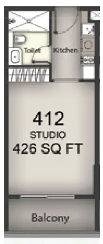 Chapter 02 by Newbury Studio floor plan, 426 sqft