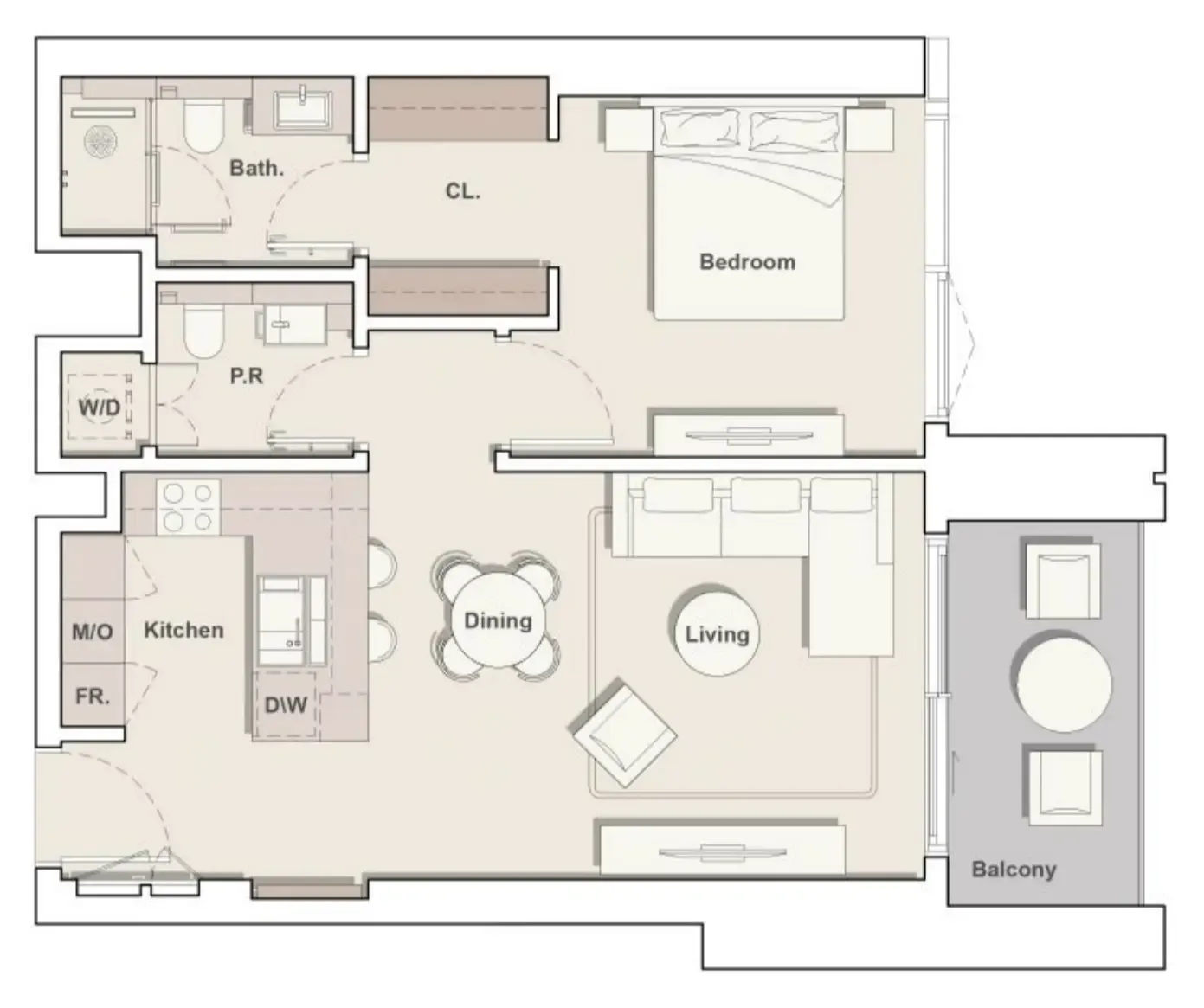 Eltiera Views 1 bed floor plan, 802 sqft