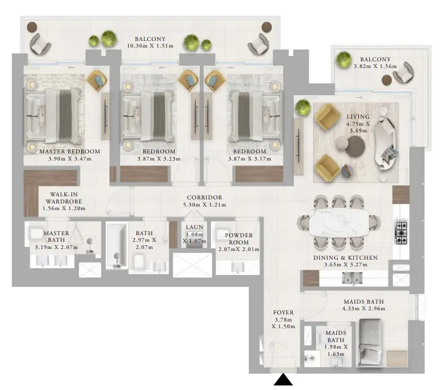 Creek Haven 3 bed floor plan, 1,863 sqft