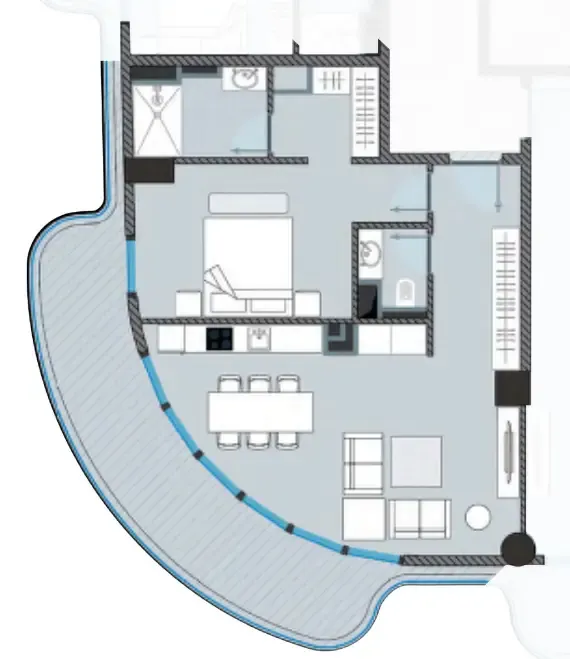 NEXT Coral 1 bed floor plan, 901 sqft