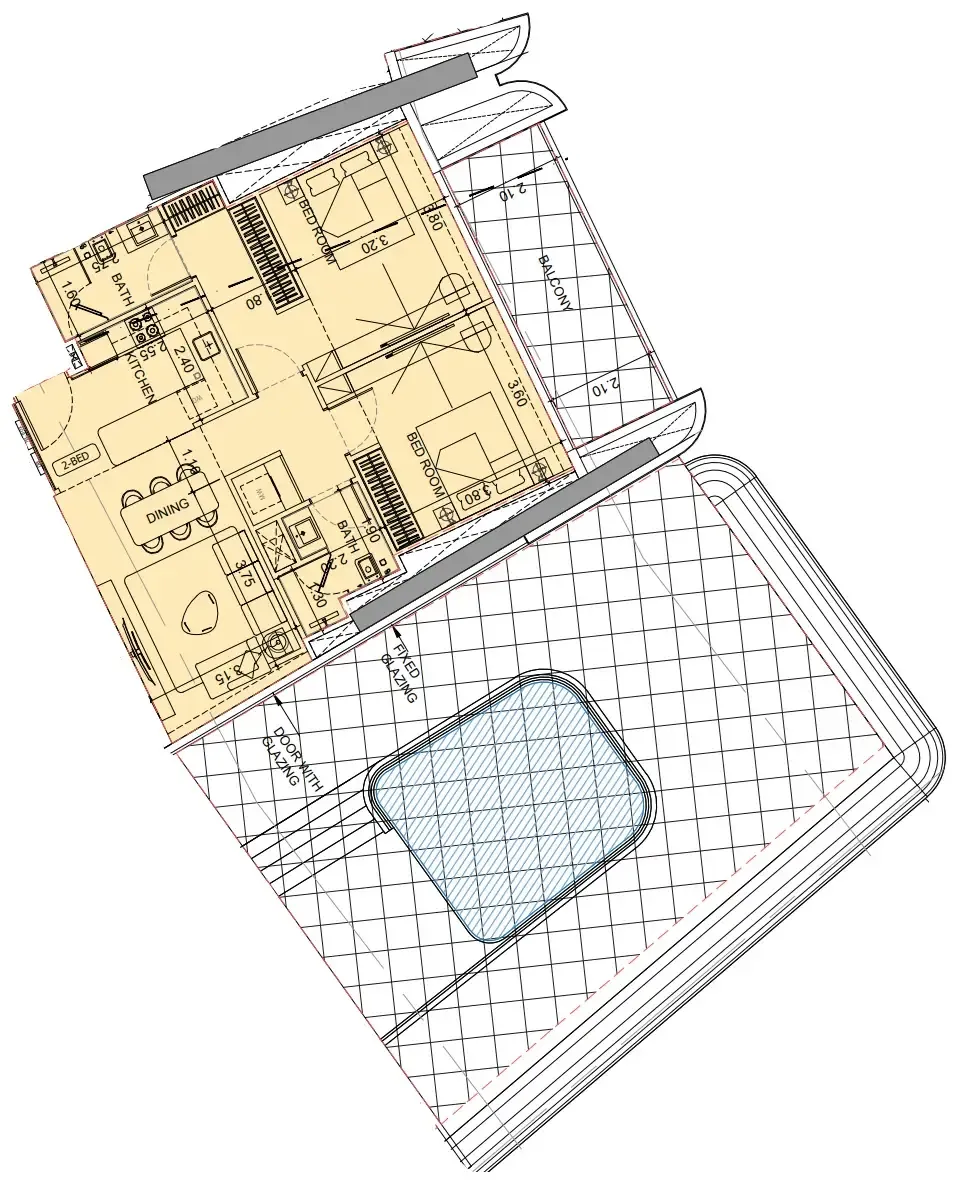 Vision Iconic 2 bed floor plan, 2,082 sqft