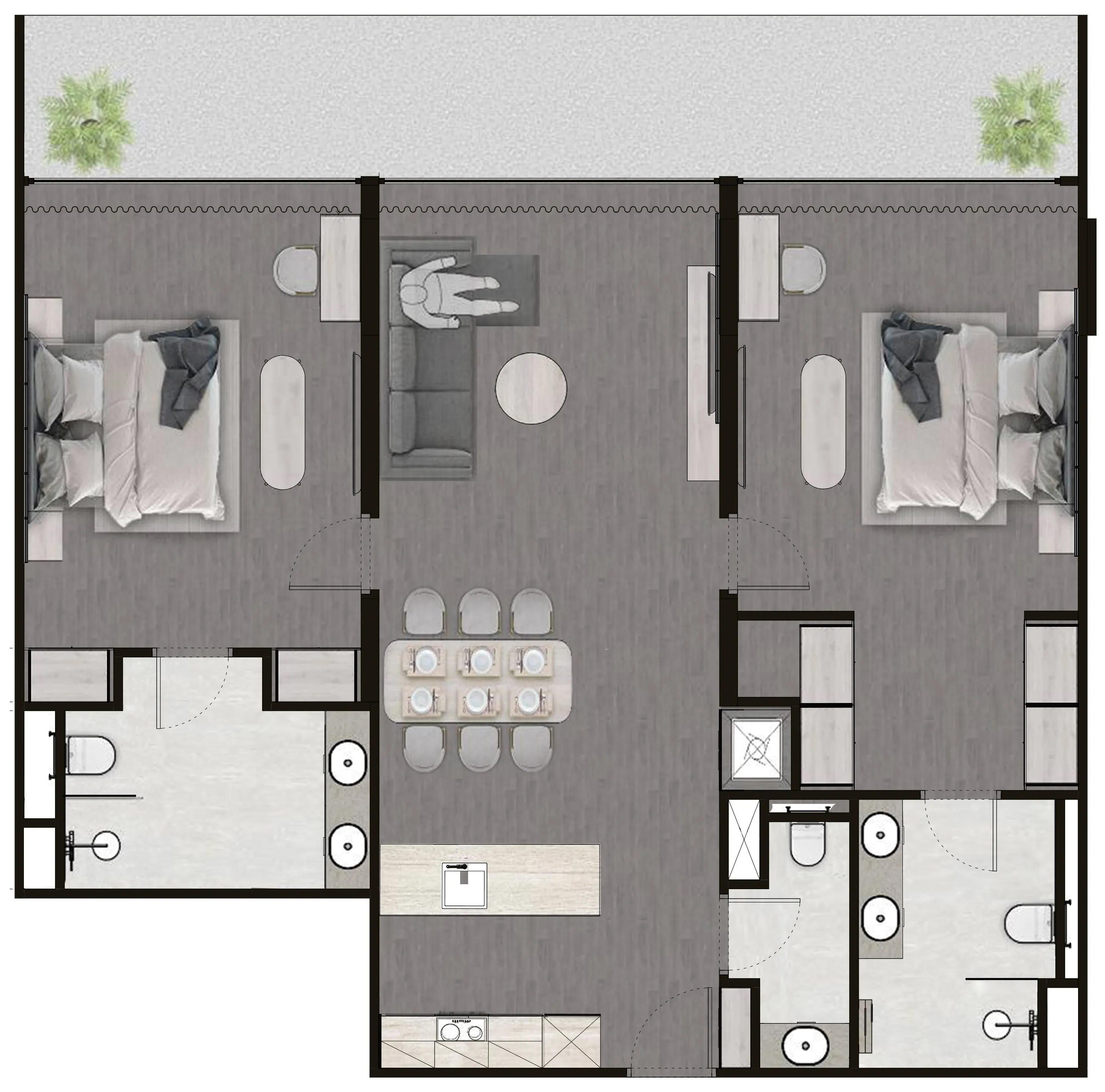 Next Point Condominium 2 bed floor plan, 1,442 sqft