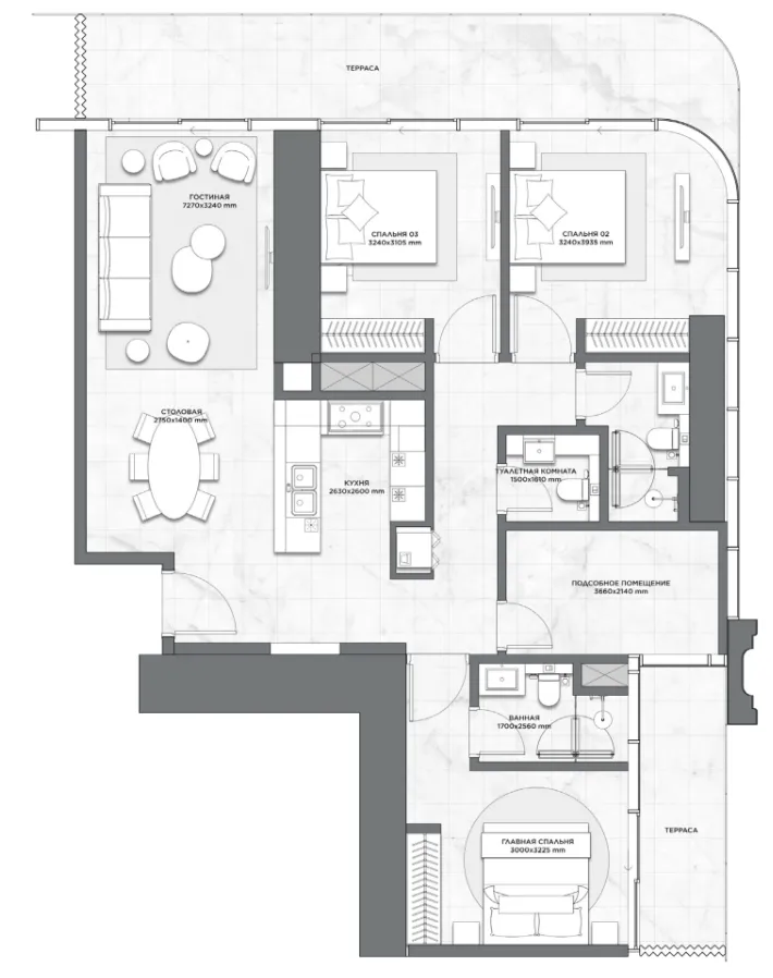 Trump International Hotel and Tower 3 bed floor plan, 1,642 sqft