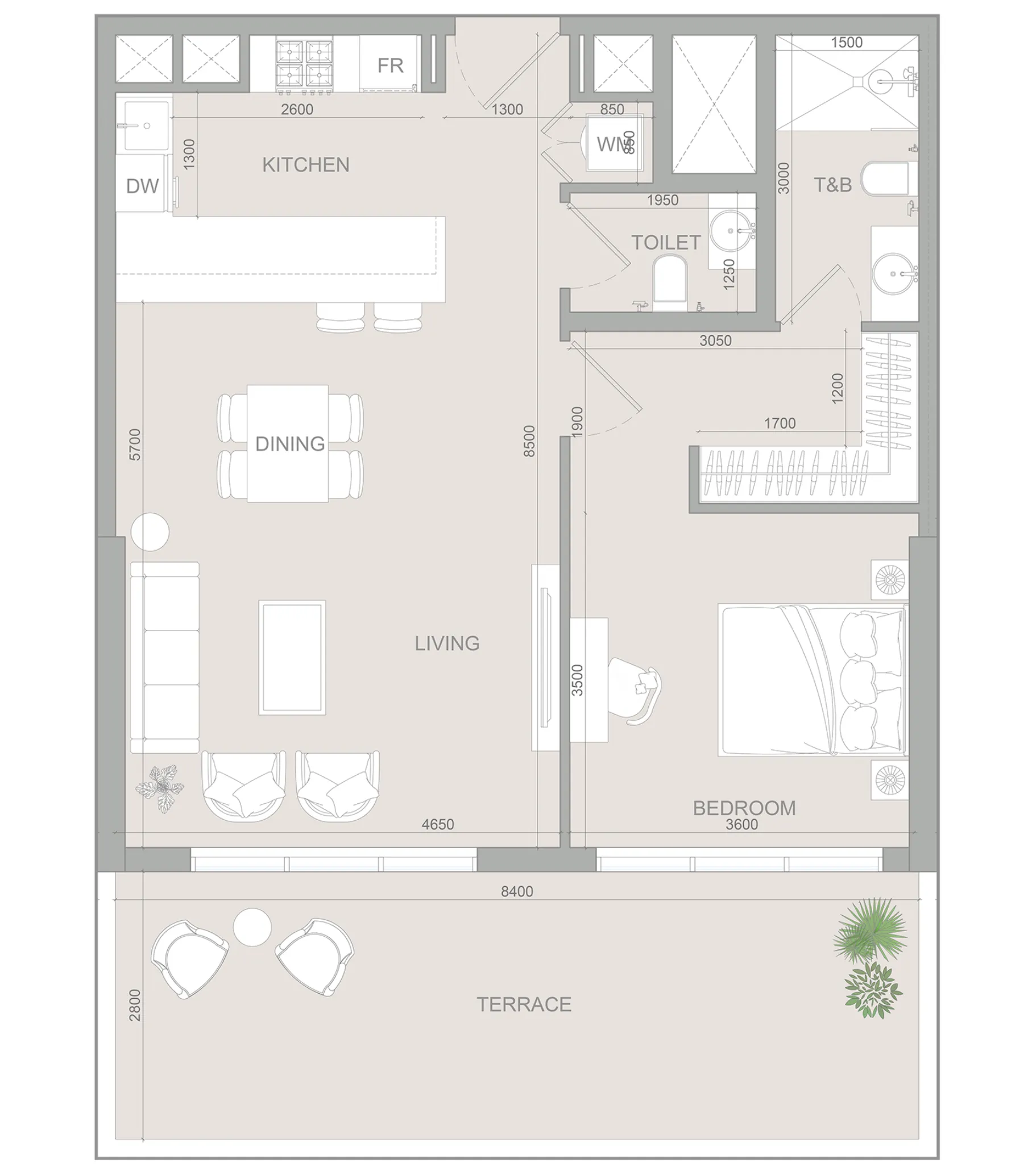 S1LV1ANA Park 1 bed floor plan, 1,052 sqft