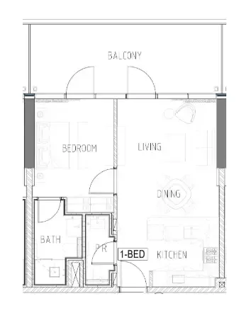 Damac Safa Gate 1 bed floor plan, 832 sqft