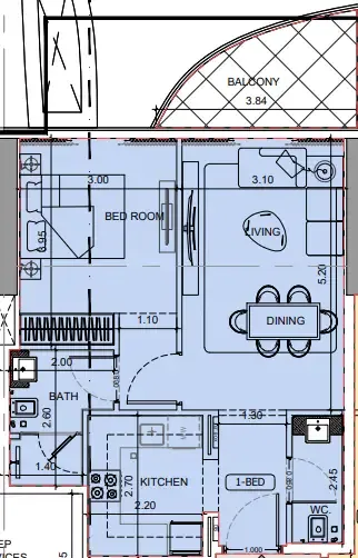 Project Maybach 1 bed floor plan, 632 sqft