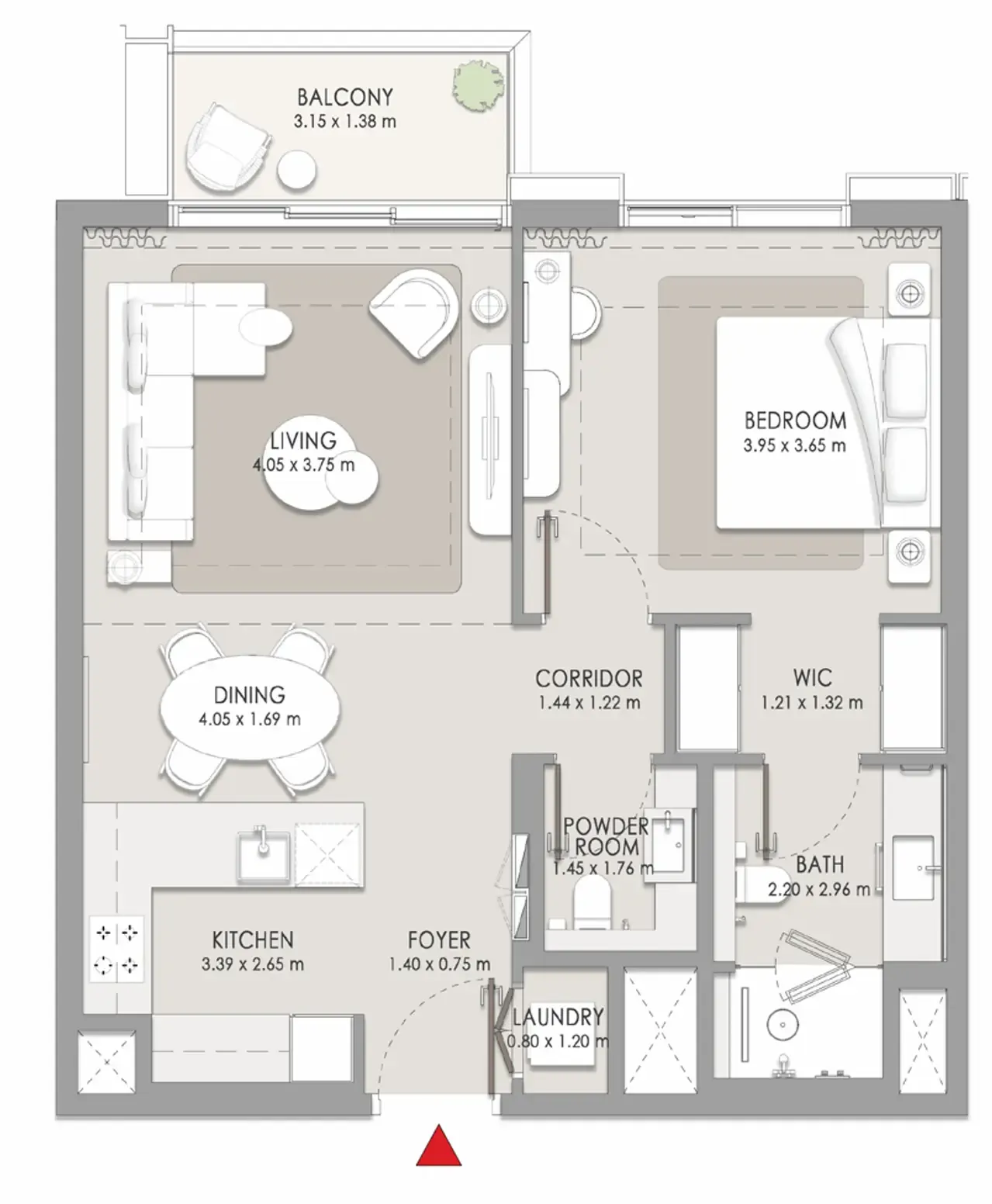 City Walk Crestlane 1 bed floor plan, 788 sqft