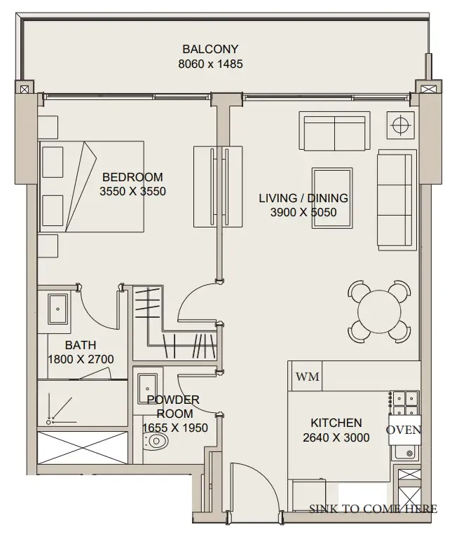 Nirvana Residences 1 1 bed floor plan, 776 sqft