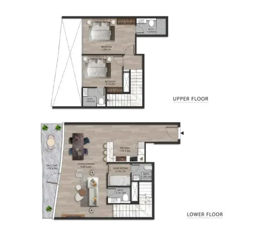 The Beach House 2 bed floor plan, 1,592 sqft