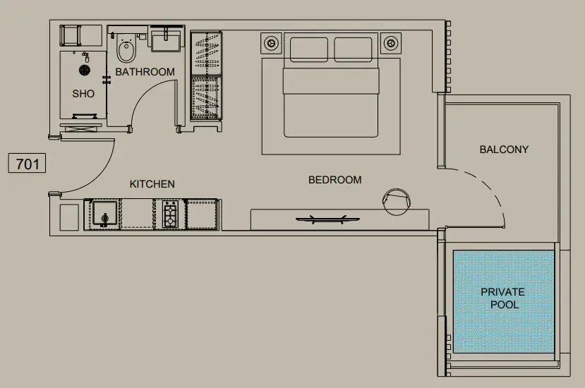 Beverly Gardens Studio floor plan, 450 sqft