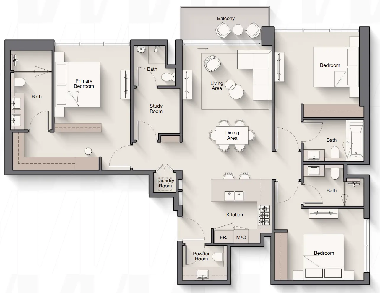 Windsor House 2 3 bed floor plan, 1,492 sqft