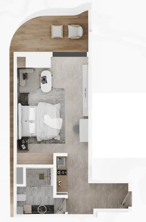 Electra Acube Studio floor plan, 518 sqft