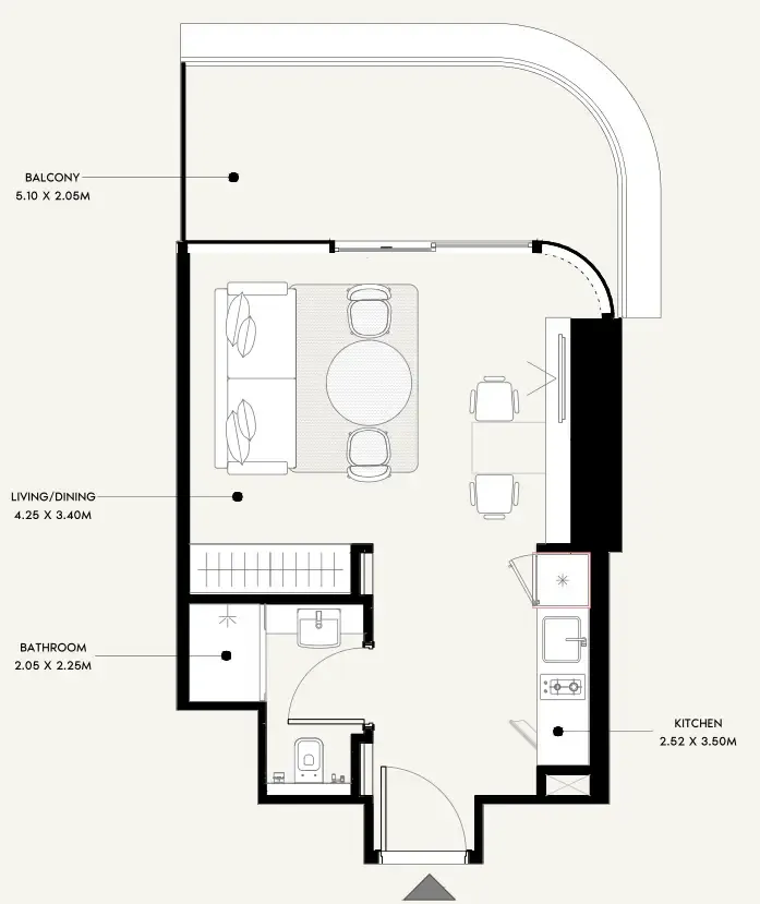 Azizi Milan Studio floor plan, 449 sqft