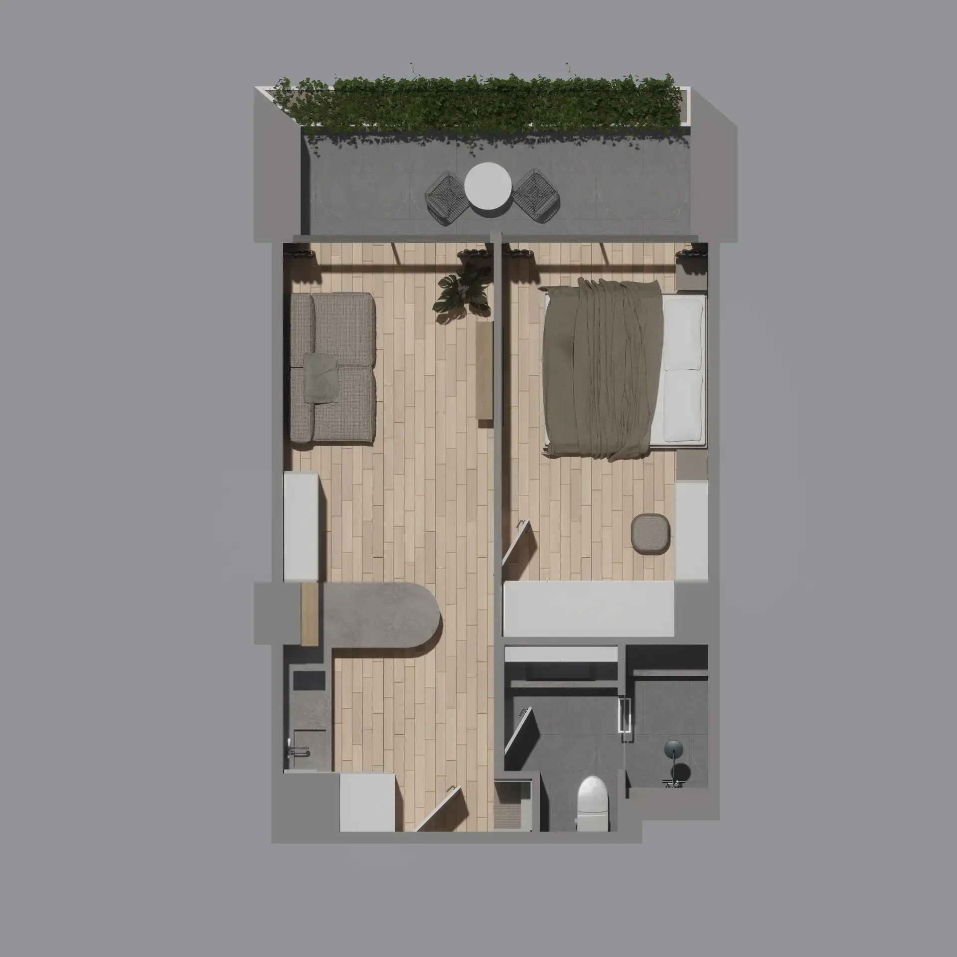 Serene Condo Layan 1 bed floor plan, 549 – 710 sqft