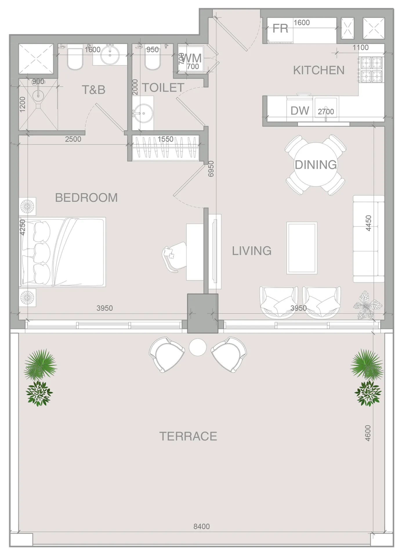 VERDAN1A 4 1 bed floor plan, 1,035 sqft