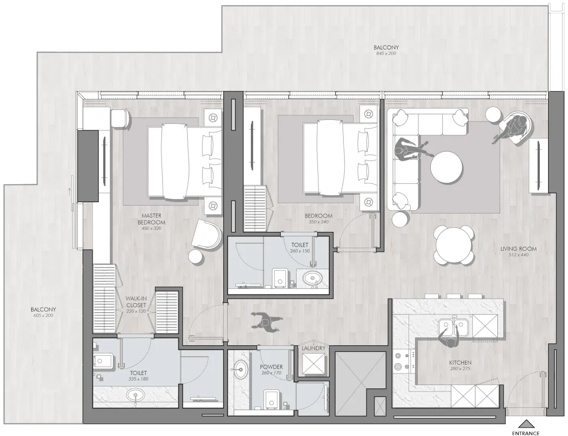 Avant Garde Residences 2 2 bed floor plan, 1,462 sqft