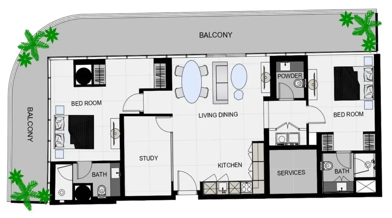 The Community Sports Arena 2 bed floor plan, 1,663 sqft