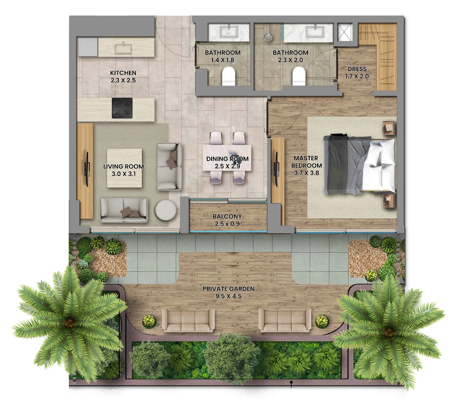 Elemental 78 1 bed floor plan, 910 sqft