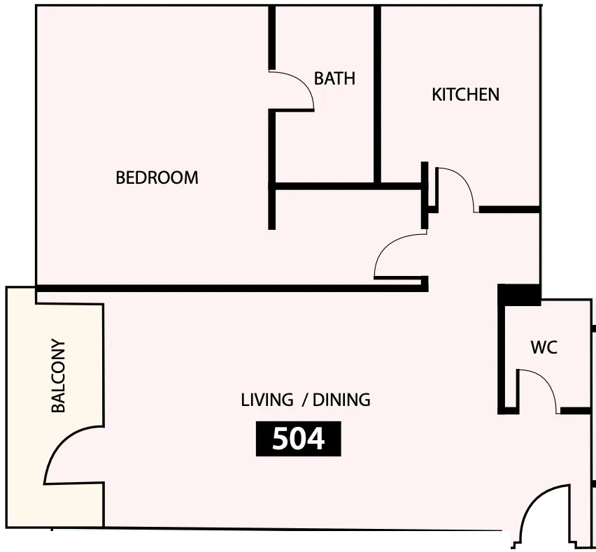 Paradise View 1 1 bed floor plan, 816 sqft