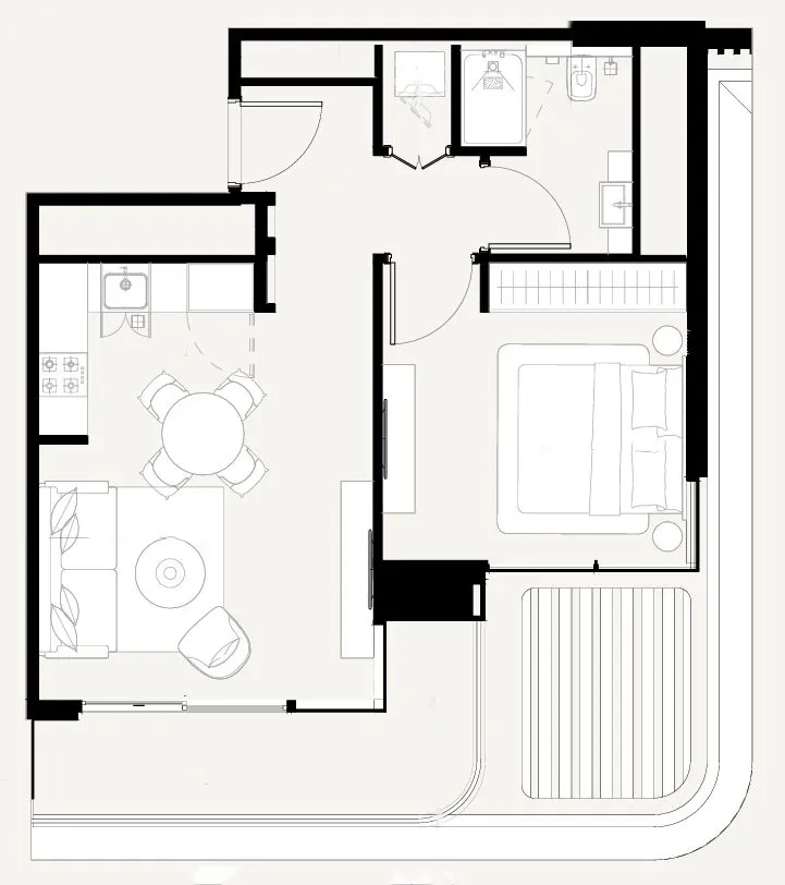 Azizi Sakandar 1 bed floor plan, 644 sqft